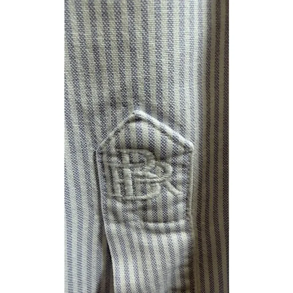 Banana Republic Tailored Slim Fit Dress Shirt Pinstripe L EUC